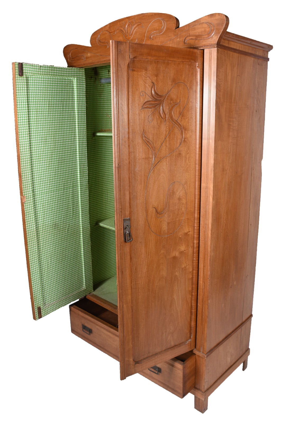 Armário de madeira nobre estilo Art Nouveau, duas portas com... - foto 2 de 10