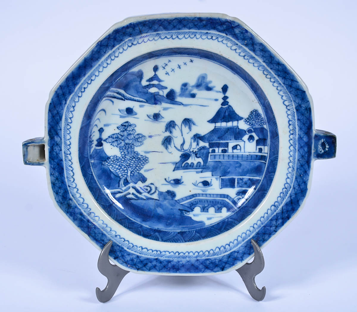 Prato de porcelana MACAO azul e branca, para banho- Maria, feitio...