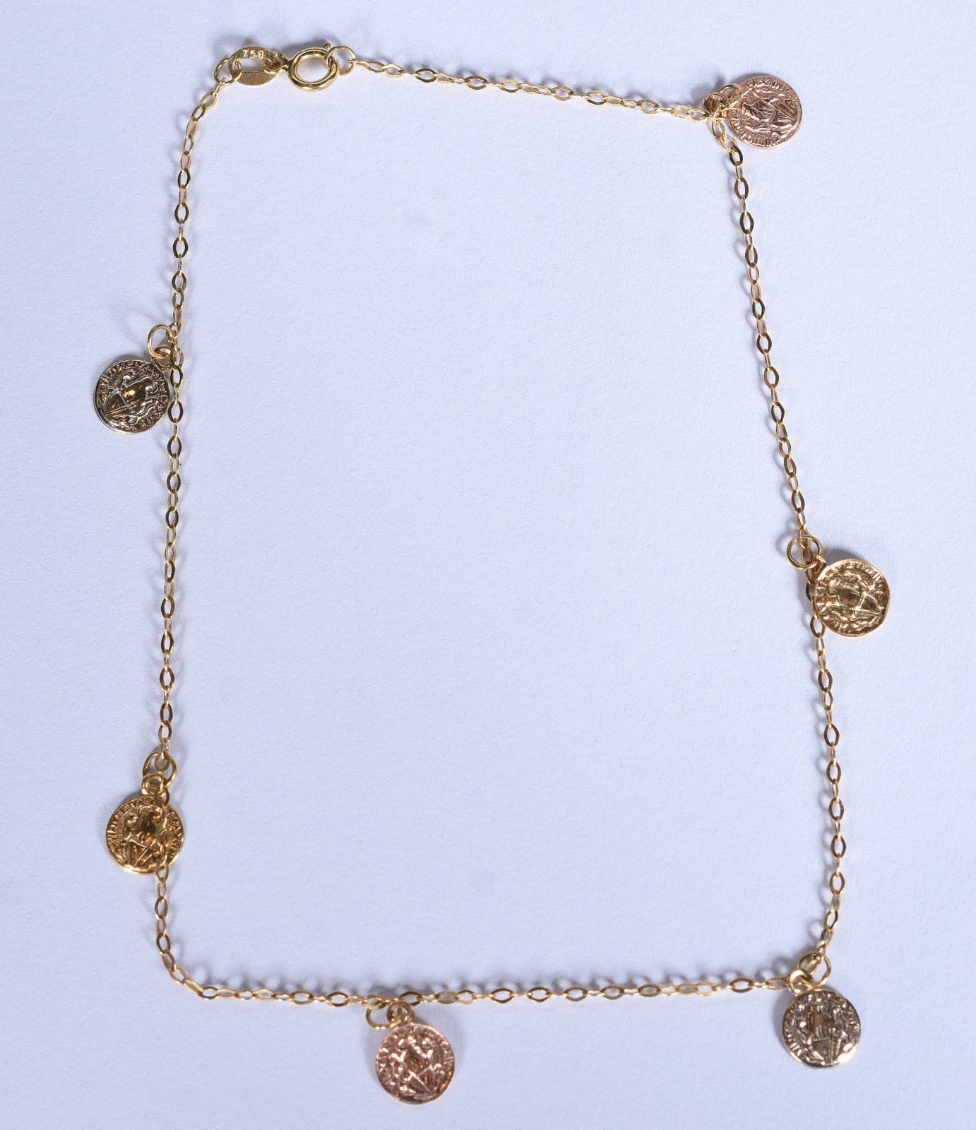 Tornozeleira de ouro 18 k, contraste 750 com pendentes (Por motivos... - foto 1 de 7