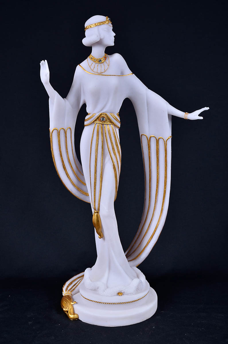 Estatueta de pó de mármore, representando figura de dama (no estado)...