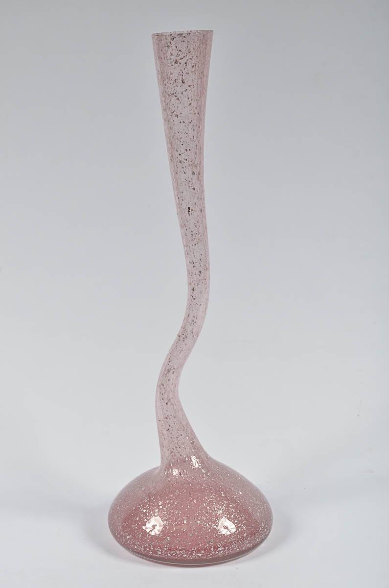 Solifleur de murano na cor rósea com pó de prata. Alt. 65 cm.