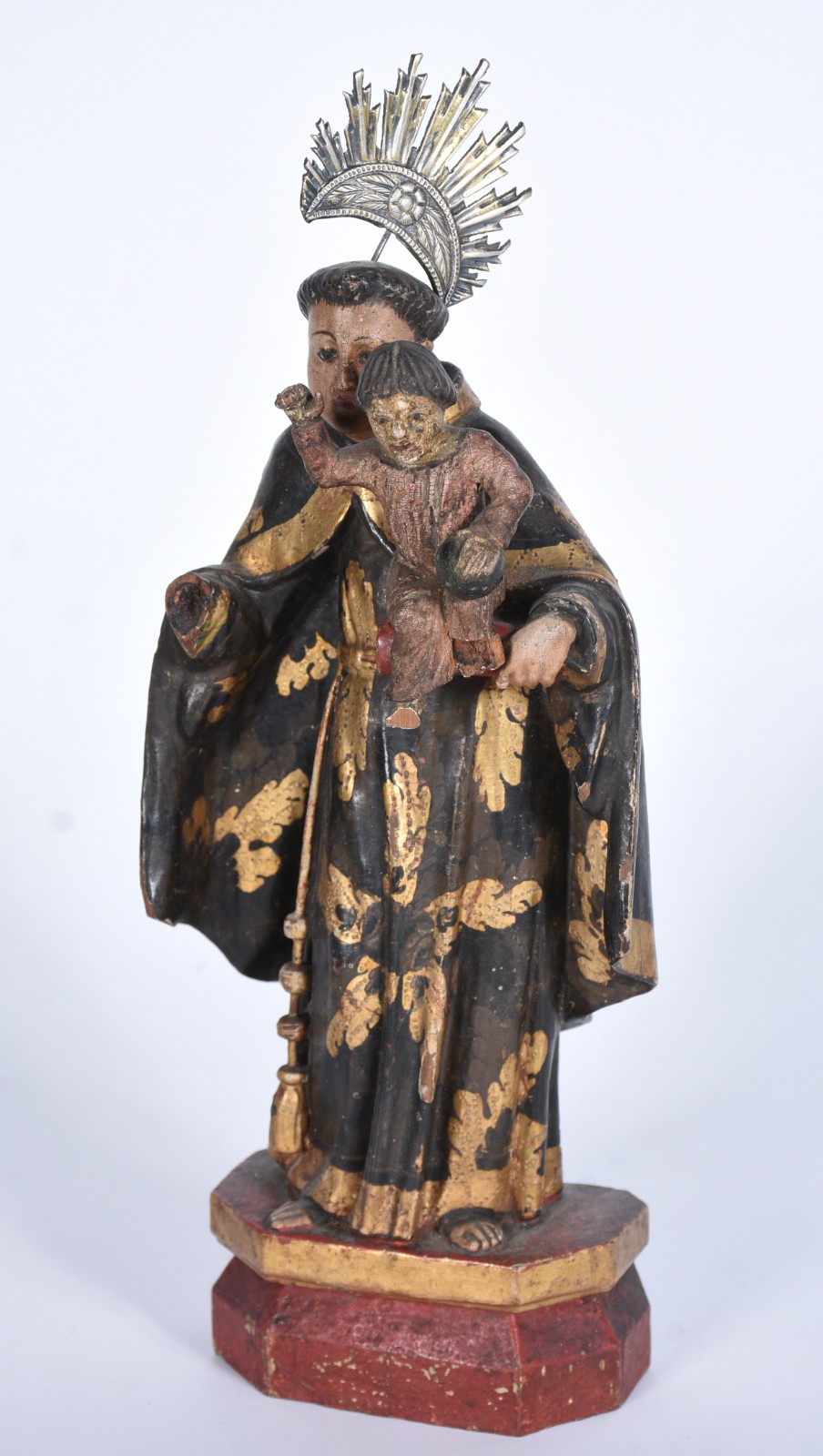 Santo Antônio com menino - Imagem de madeira policromada com coroa de... - foto 1 de 8
