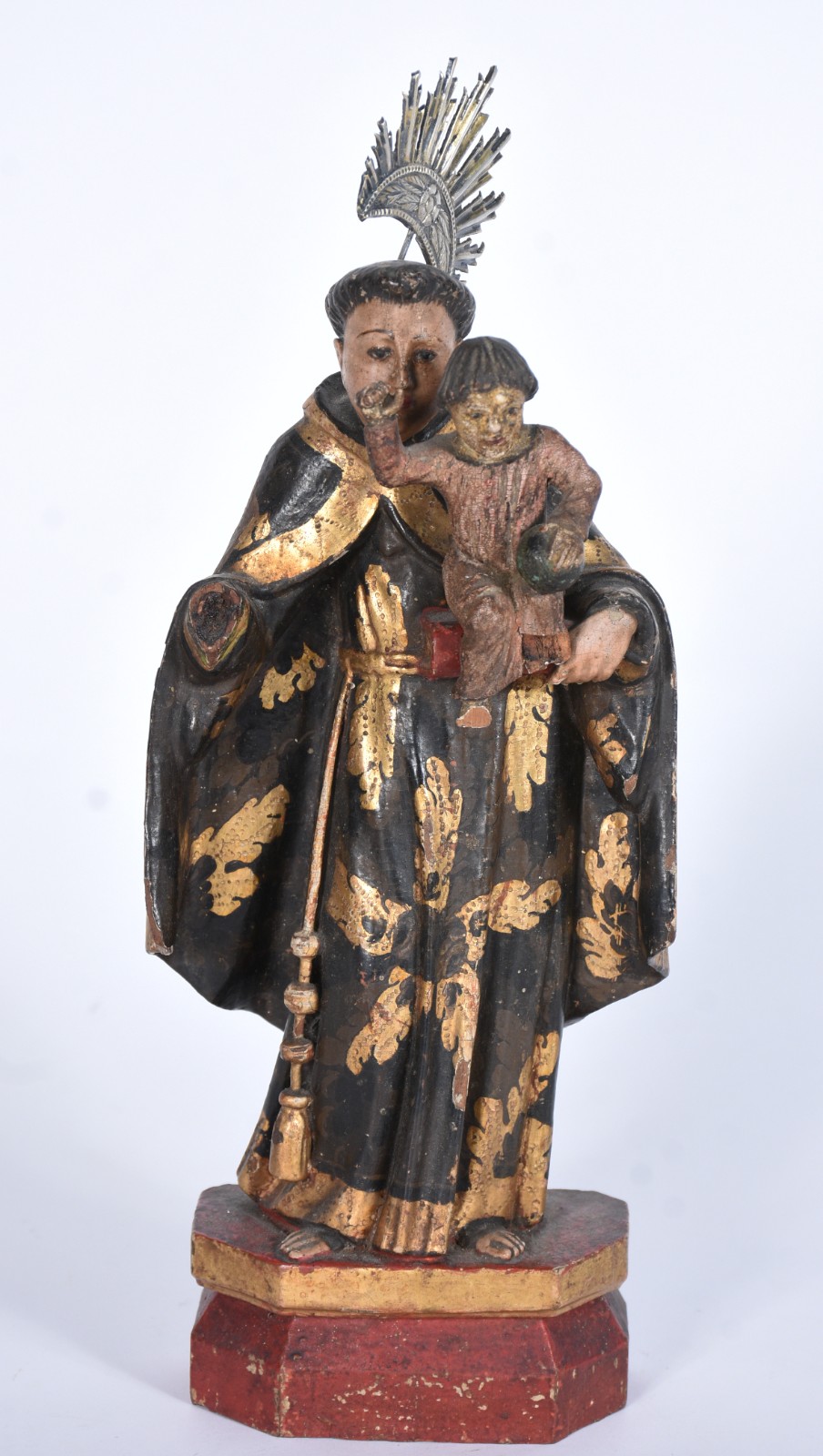 Santo Antônio com menino - Imagem de madeira policromada com coroa de... - foto 2 de 8