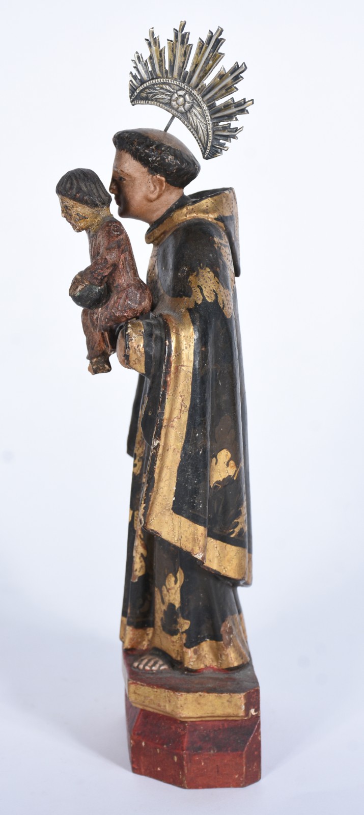 Santo Antônio com menino - Imagem de madeira policromada com coroa de... - foto 4 de 8
