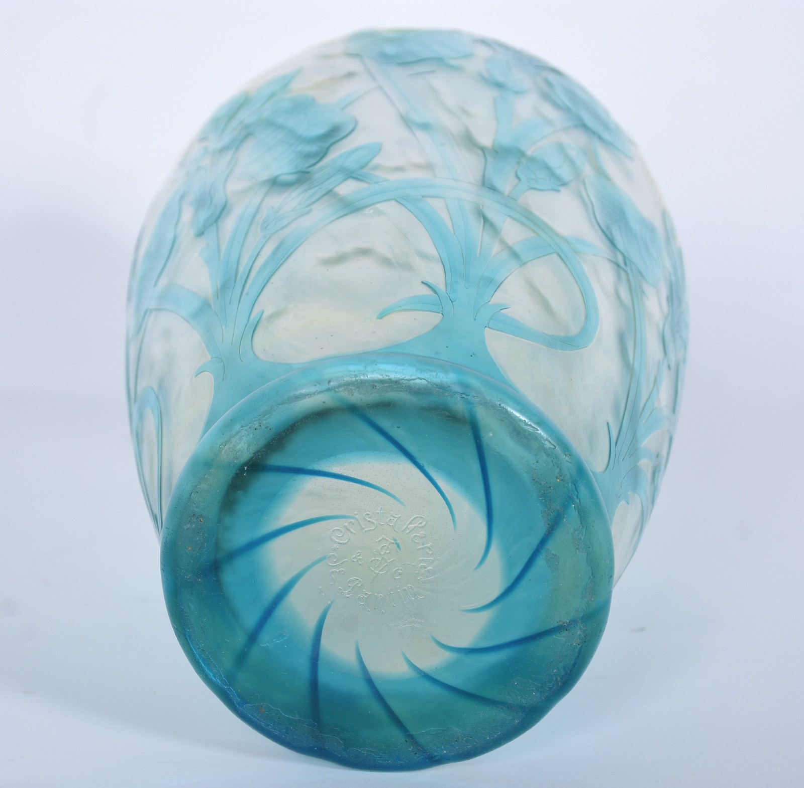 Vaso de cristal francês Art Noveau decorado com flores acidadas em... - foto 6 de 6