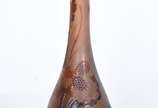 D'Argental (1919-1925),  - Vaso de pasta de vidro na cor âmbar degradé com peixes e flora marinha acidadas em tons mais escuros. Assinado.
