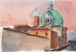 Emeric Marcier (1916-1990), Veneza - Igreja de ... - Aquarela sobre papel, datado 1987.