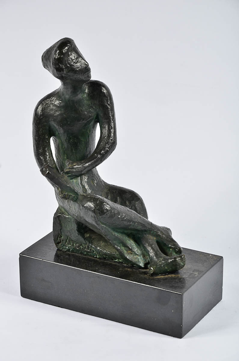 BRUNO GIORGI - Escultura de bronze representando figura, base de...