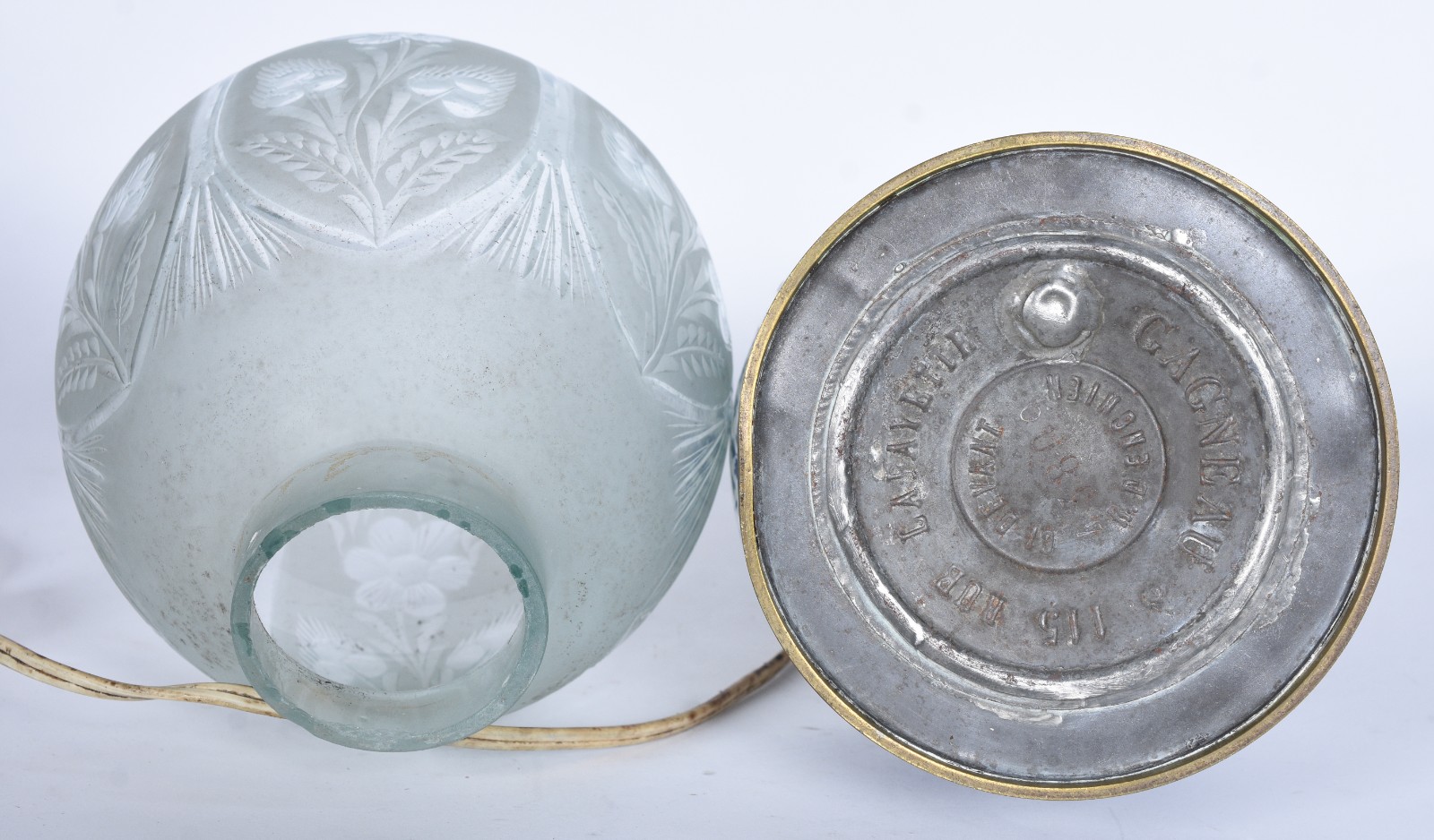 Abatjour de porcelana francesa em "chinoiserie" azul e branca... - foto 8 de 9