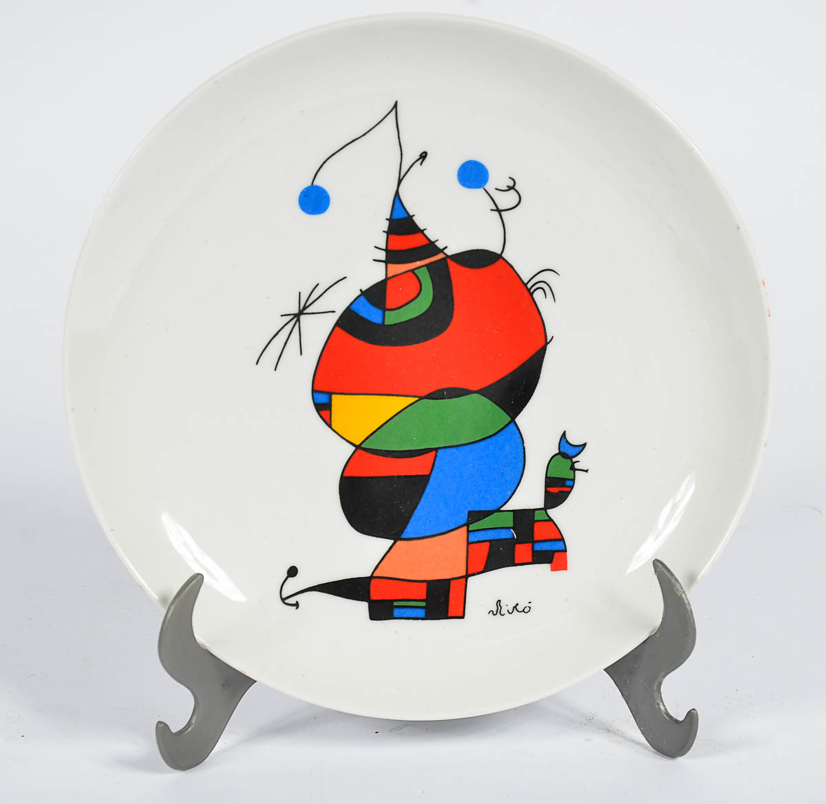 MIRÓ - Prato de porcelana, assinado - diam. 20 cm.