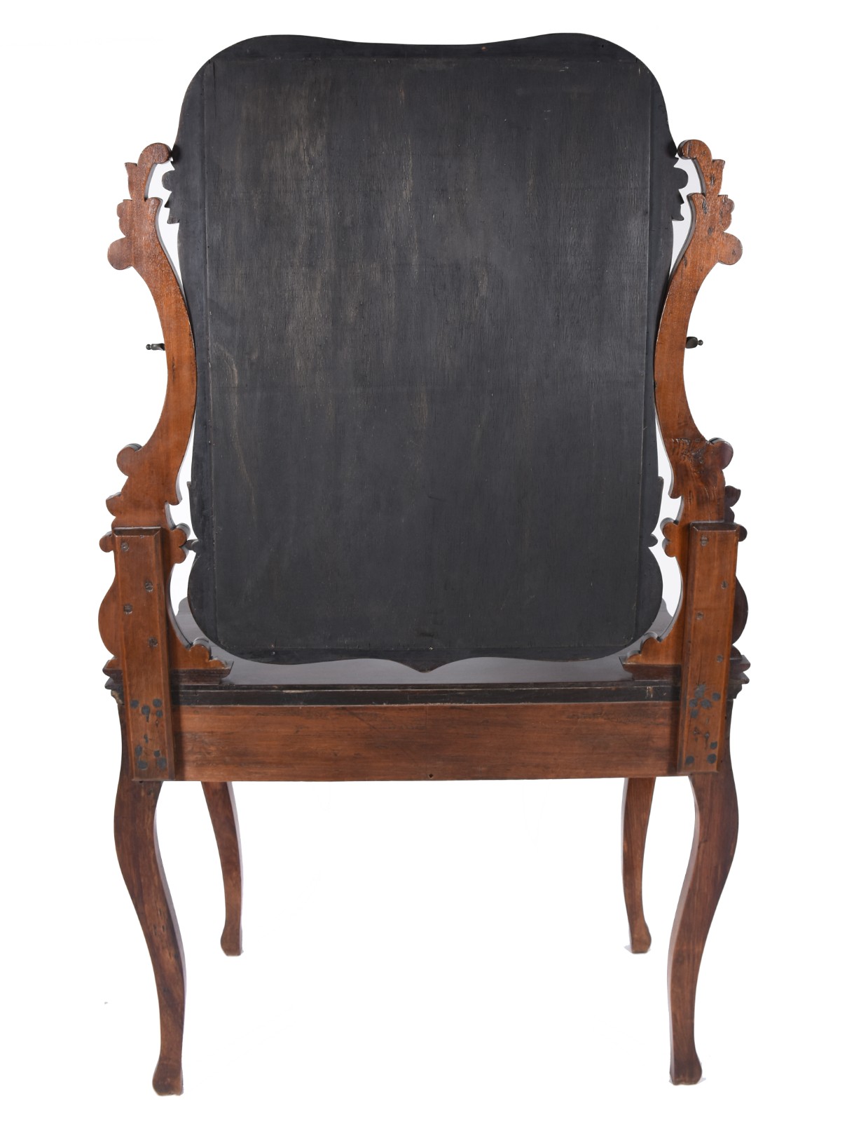 Mesa de encostar de madeira nobre com uma gaveta com saia entalhada... - foto 4 de 4