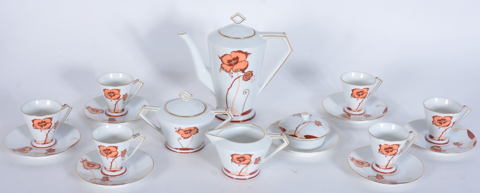 Serviço de porcelana Noritake composto de: 8 xícaras de café com... - foto 1 de 10