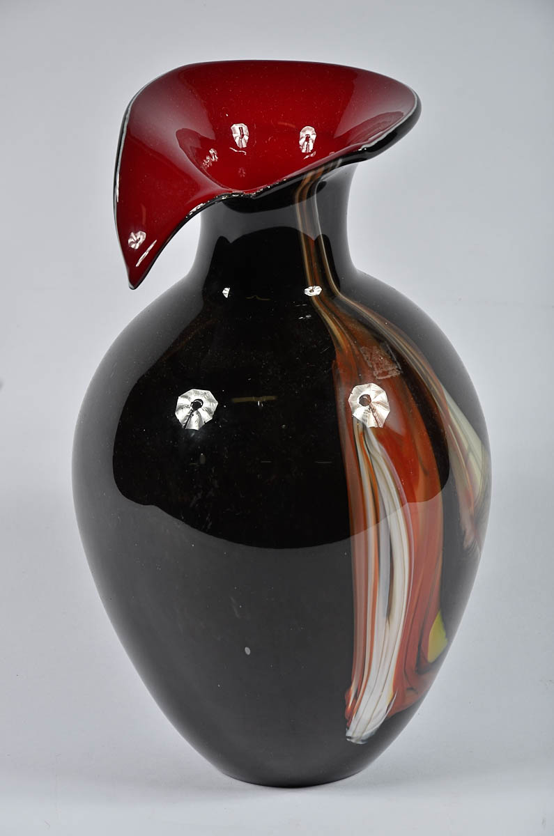 Vaso de murano mesclado. Alt. 33 cm.