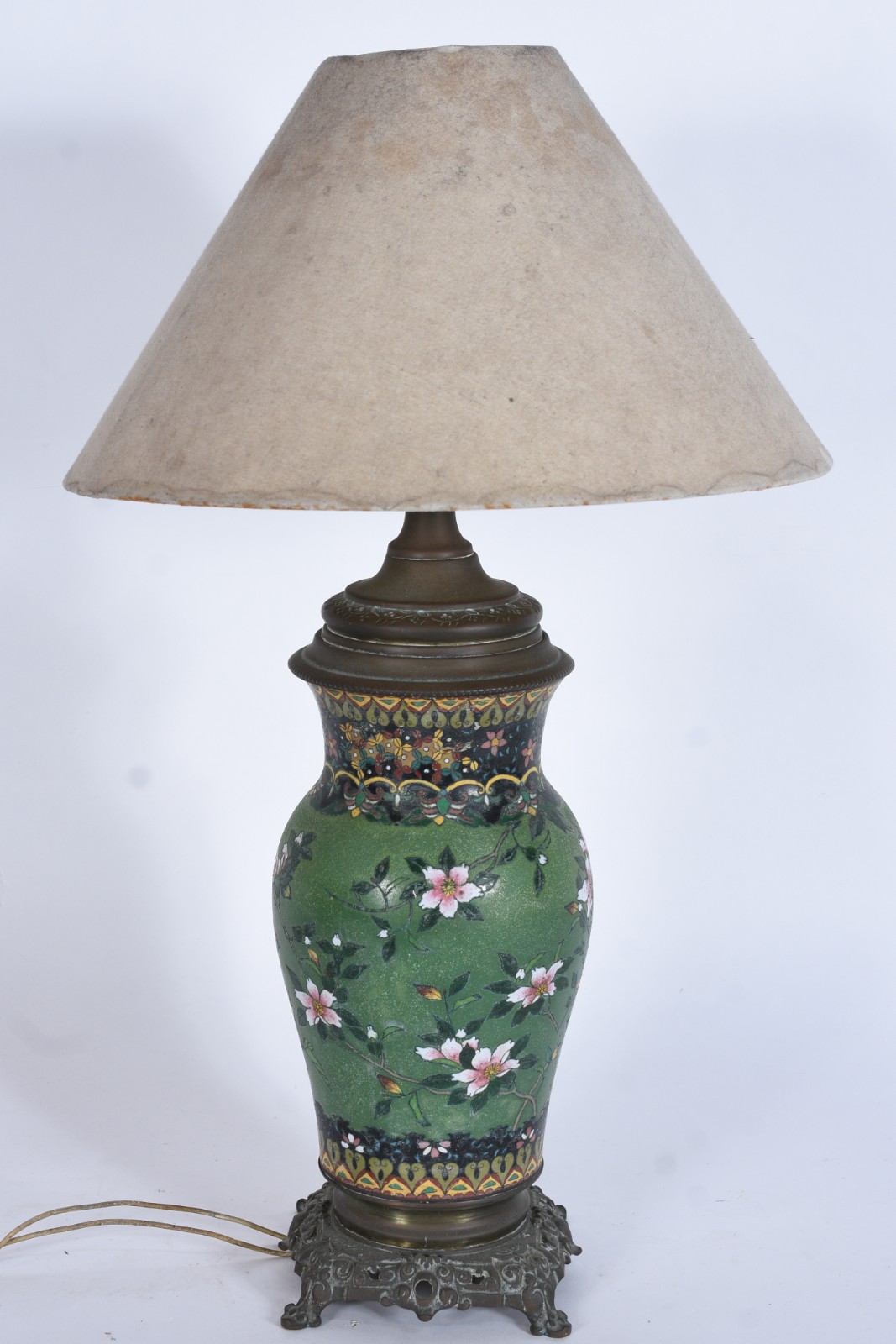 Abatjour de cloisonné verde com cúpula. - foto 2 de 8