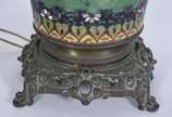 Abatjour de cloisonné verde com cúpula. - Abatjour de cloisonné verde com cúpula.