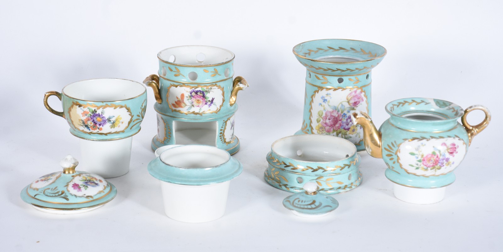 Veilleuse de porcelana francesa decorada com flores em policromia... - foto 2 de 10