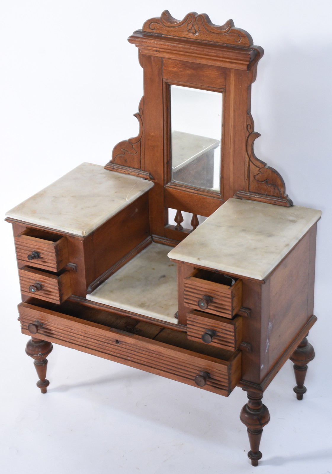 Móvel toilette miniatura de madeira nobre e mármore (uma placa de... - foto 2 de 7