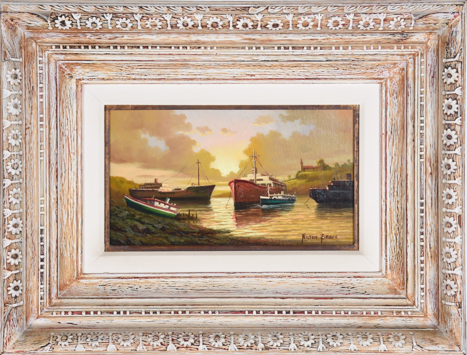Nilton Bravo (1937-2005), Marinha com barcos - foto 2 de 4