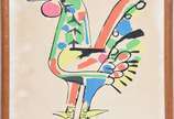 Aldemir Martins (1922-2006), Galo - Gravura 77/100. Datada 1986. Com manchas.