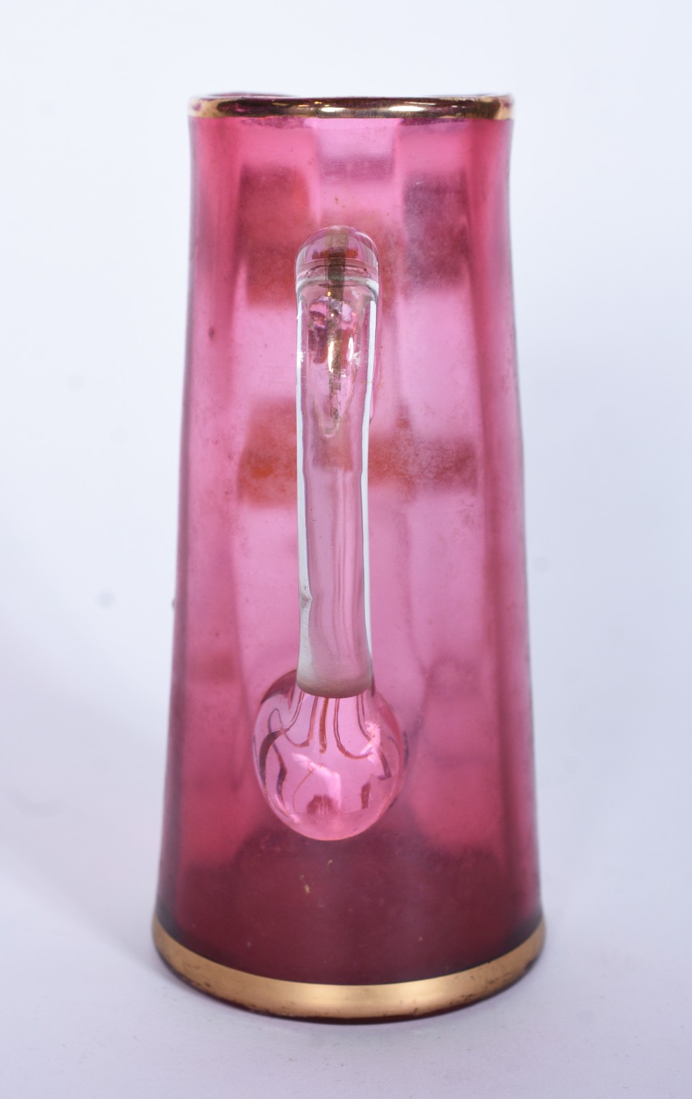Jarra ART NOUVEAU de cristal europeu na cor rosa degradê decorado com... - foto 3 de 8