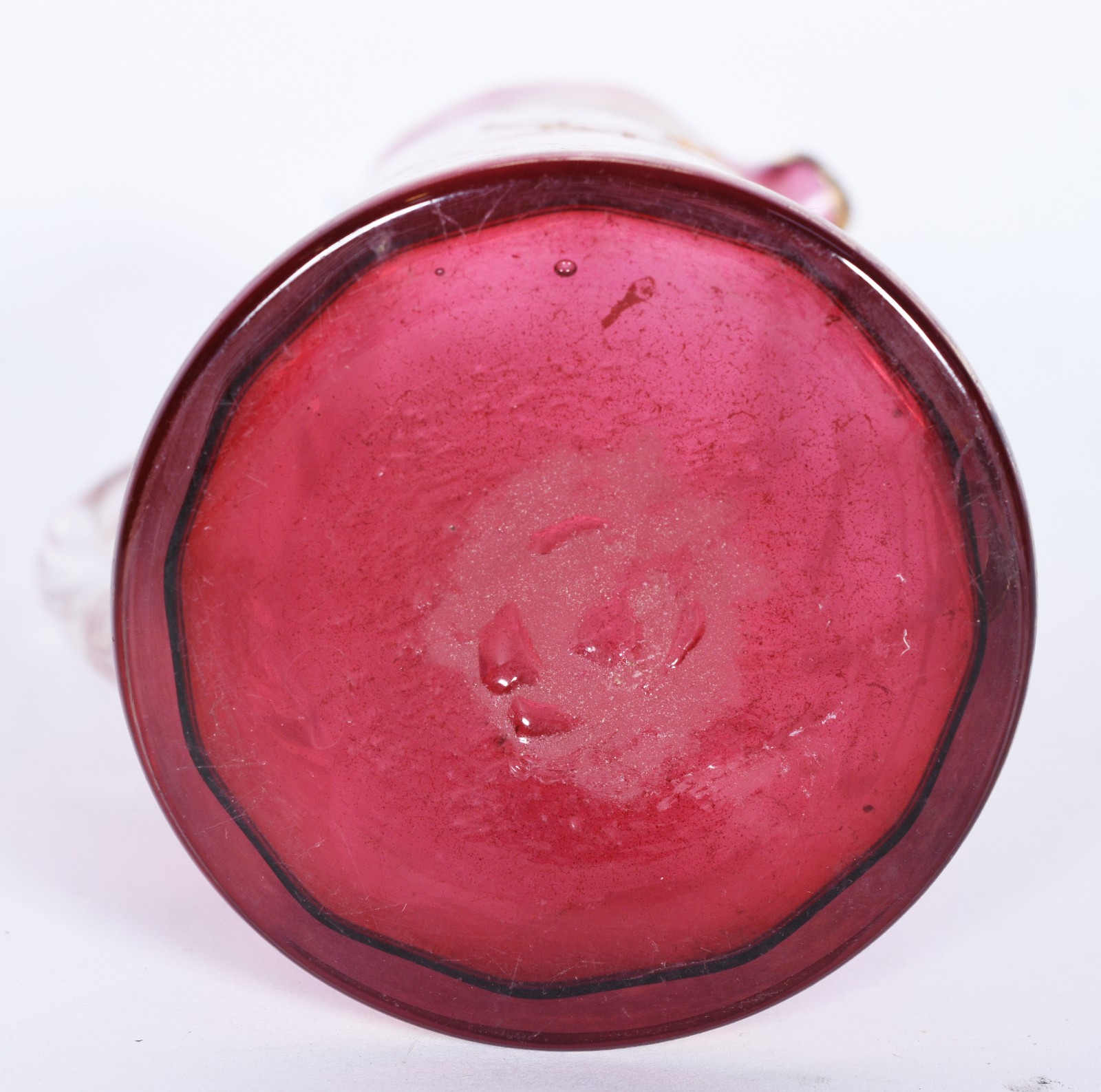 Jarra ART NOUVEAU de cristal europeu na cor rosa degradê decorado com... - foto 6 de 8