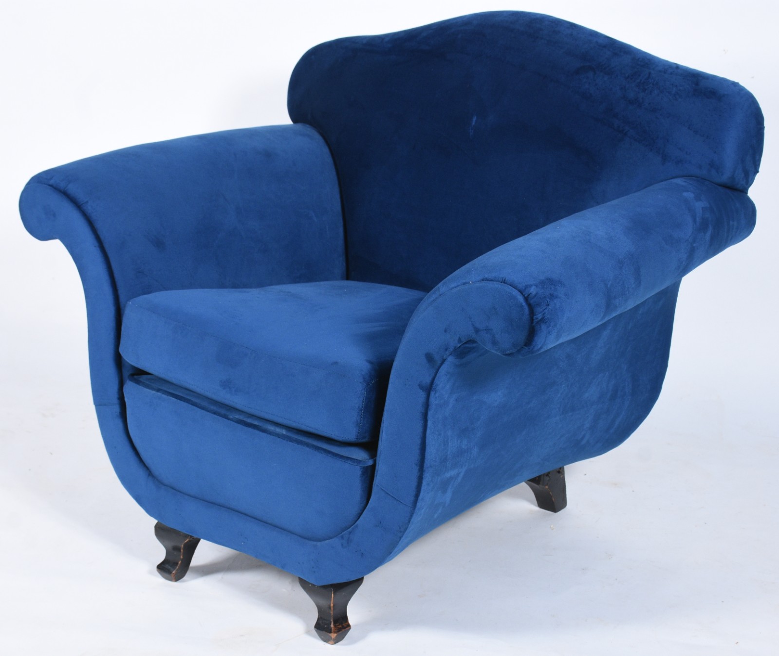Poltrona Art Deco estofada e forrada com tecido na cor azul - foto 1 de 5