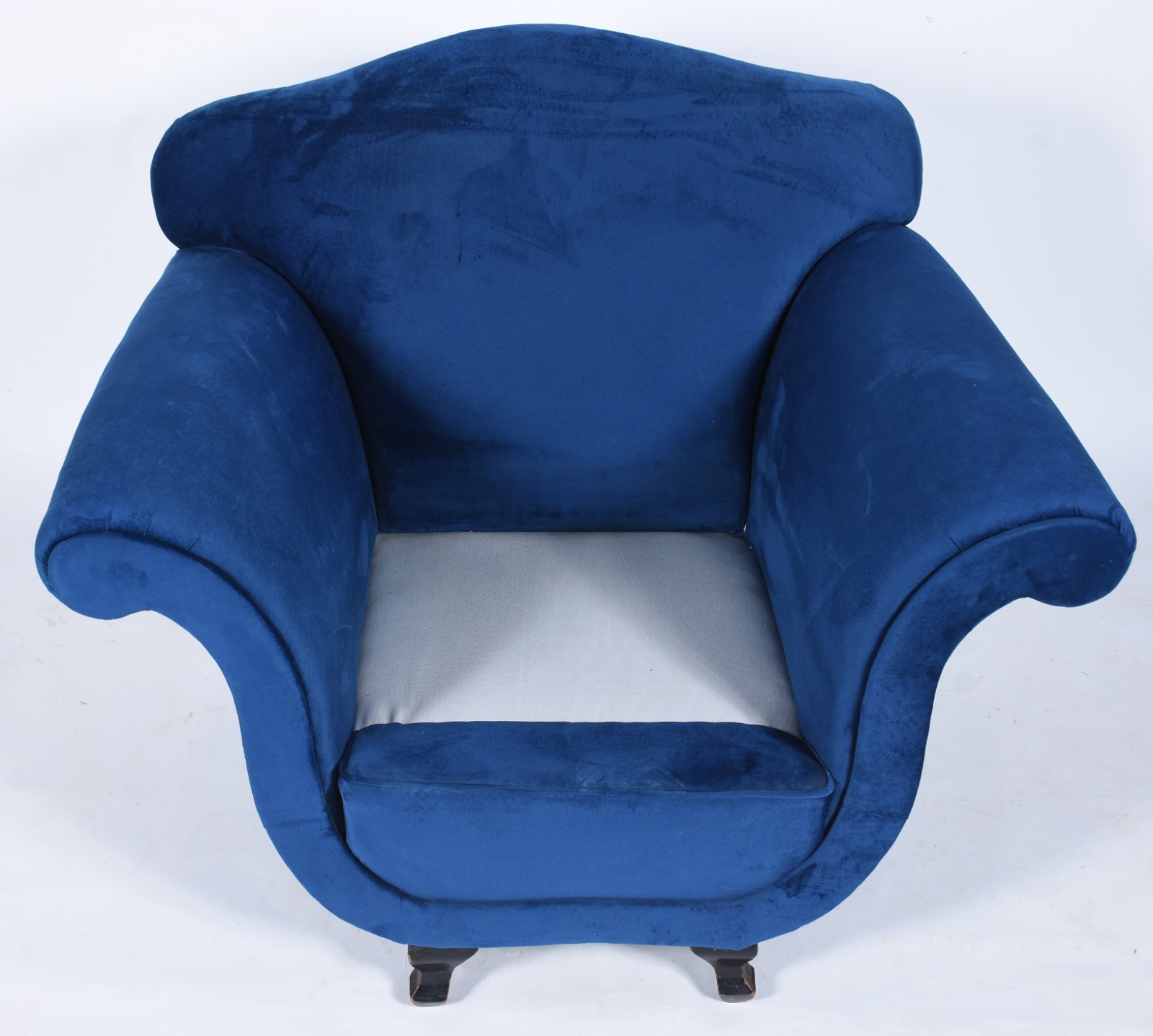 Poltrona Art Deco estofada e forrada com tecido na cor azul - foto 4 de 5