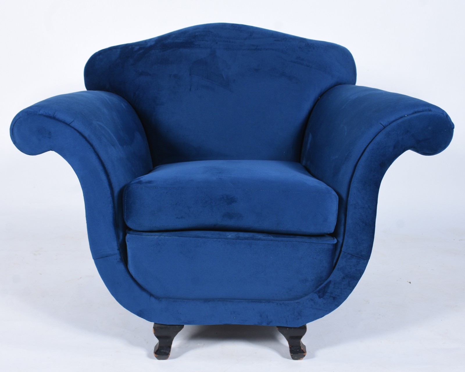 Poltrona Art Deco estofada e forrada com tecido na cor azul - foto 5 de 5