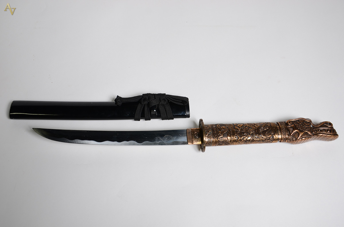Espada de samurai curta (WAKIZASHI) com empunhadura em forma de... - foto 3 de 5