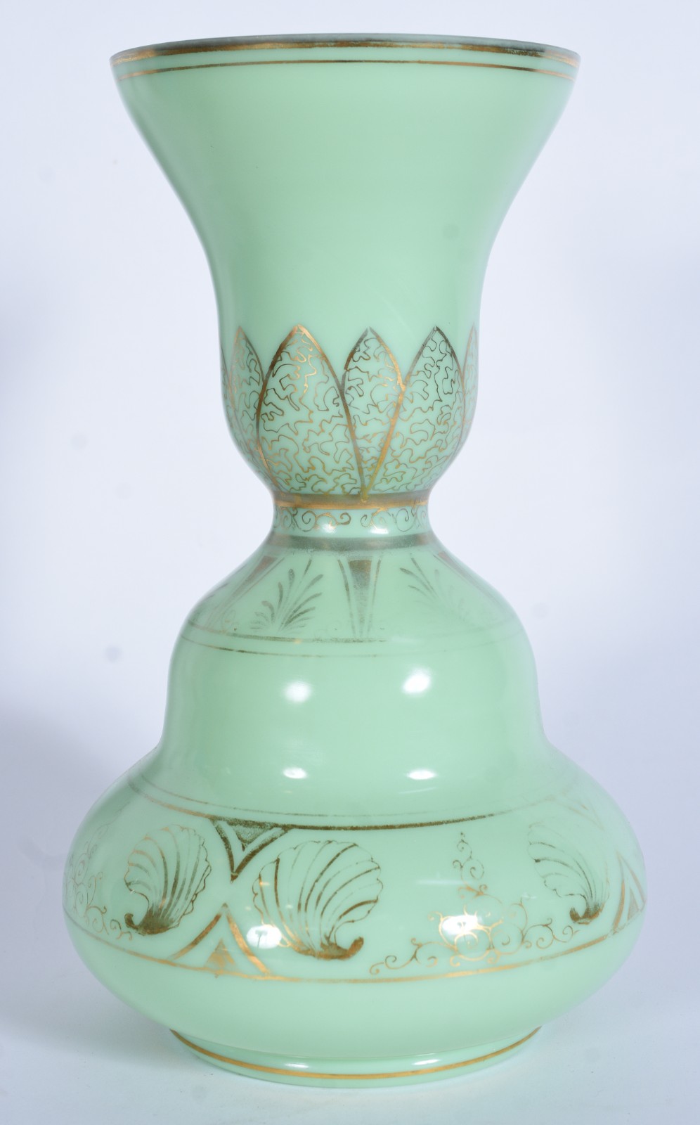 Vaso de opalina verde com guirlandas douradas, Art Deco. - foto 2 de 6