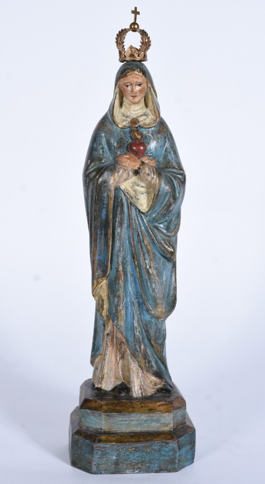 Sagrado Coração de Nossa Senhora - Imagem portuguesa de madeira... - foto 2 de 7