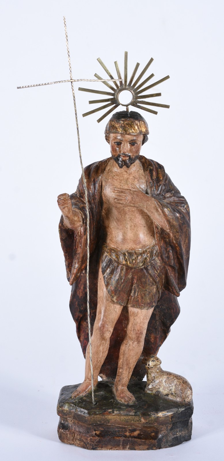 São João Batista - Imagem de madeira policromada com cruz de prata. - foto 2 de 7