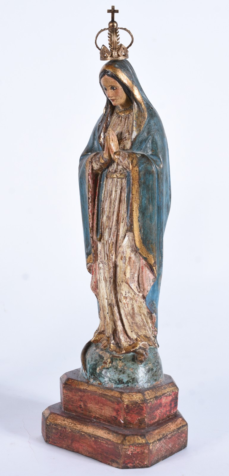 Nossa Senhora - Imagem de madeira policromada e dourado com coroa de... - foto 1 de 7