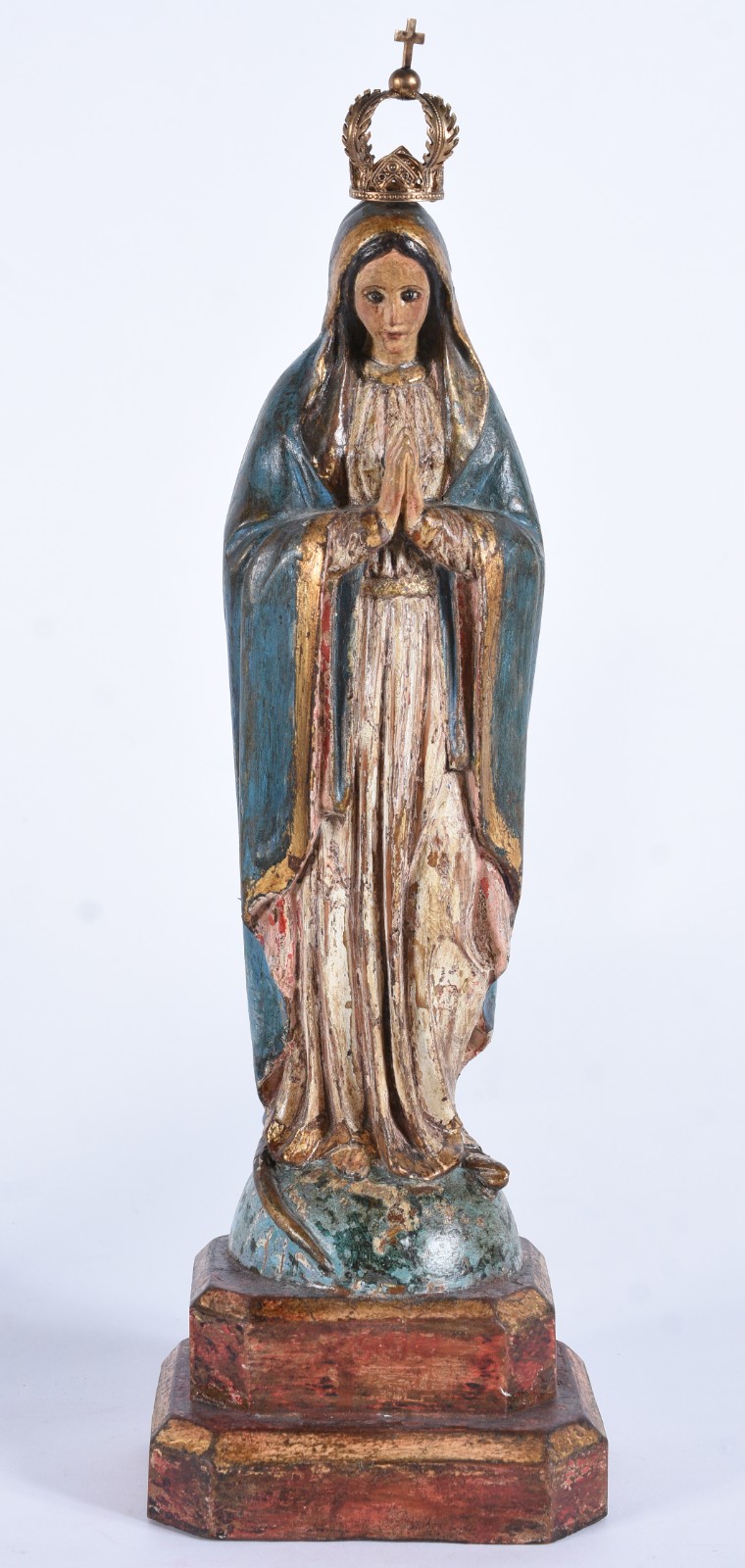 Nossa Senhora - Imagem de madeira policromada e dourado com coroa de... - foto 2 de 7
