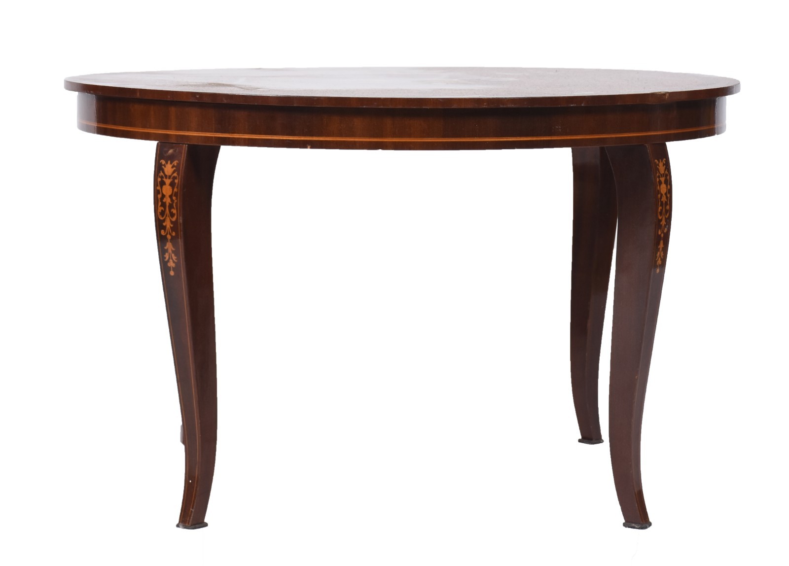 Mesa italiana de madeira nobre trabalhada em marqueterie, pernas... - foto 1 de 6