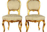 Par de cadeiras de madeira nobre entalhada  e d... - Par de cadeiras de madeira nobre entalhada  e dourado 