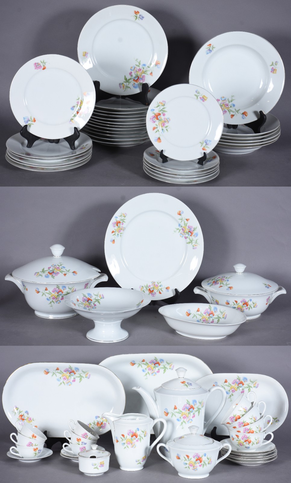 Aparelho para chá, jantar e café de porcelana Bavaria com flores em... - foto 1 de 7