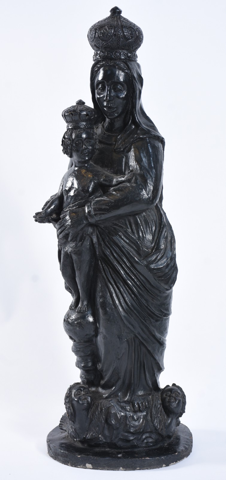Nossa Senhora - Grande imagem de terracota patinada de preto... - foto 1 de 6