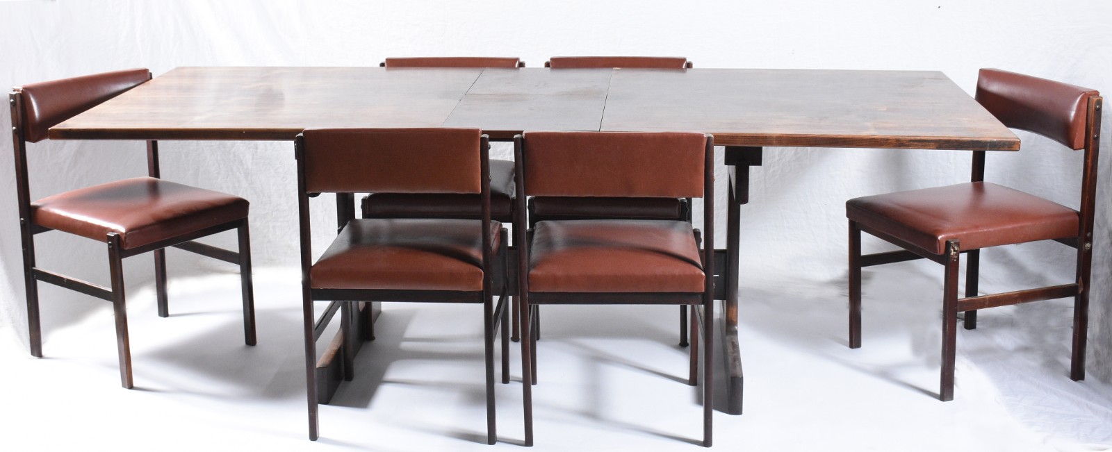 Conjunto de Mesa de jantar de madeira nobre, duas bases ligadas por... - foto 1 de 9