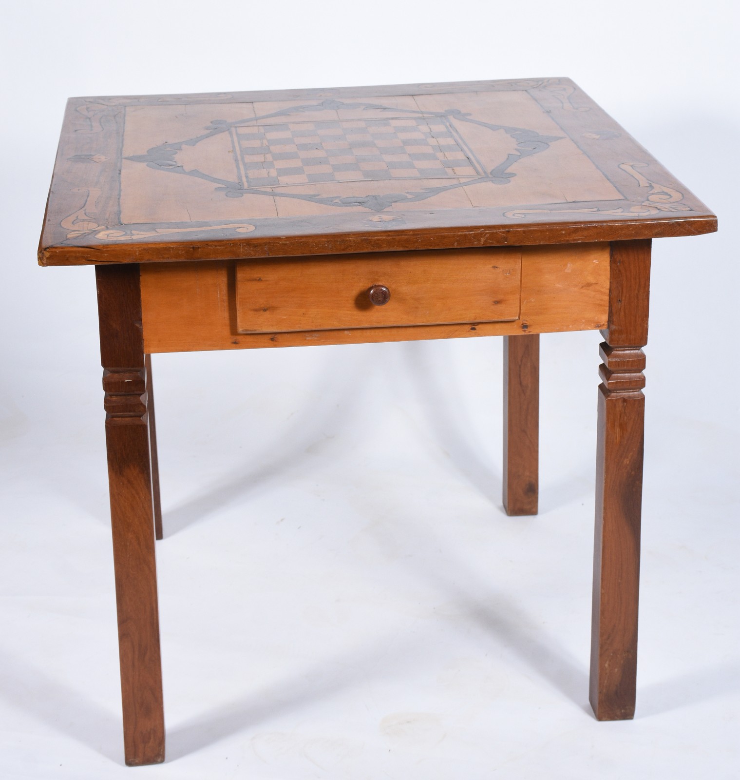 Mesa para jogo de madeira nobre, tampo com pinturas e marqueterie... - foto 5 de 8