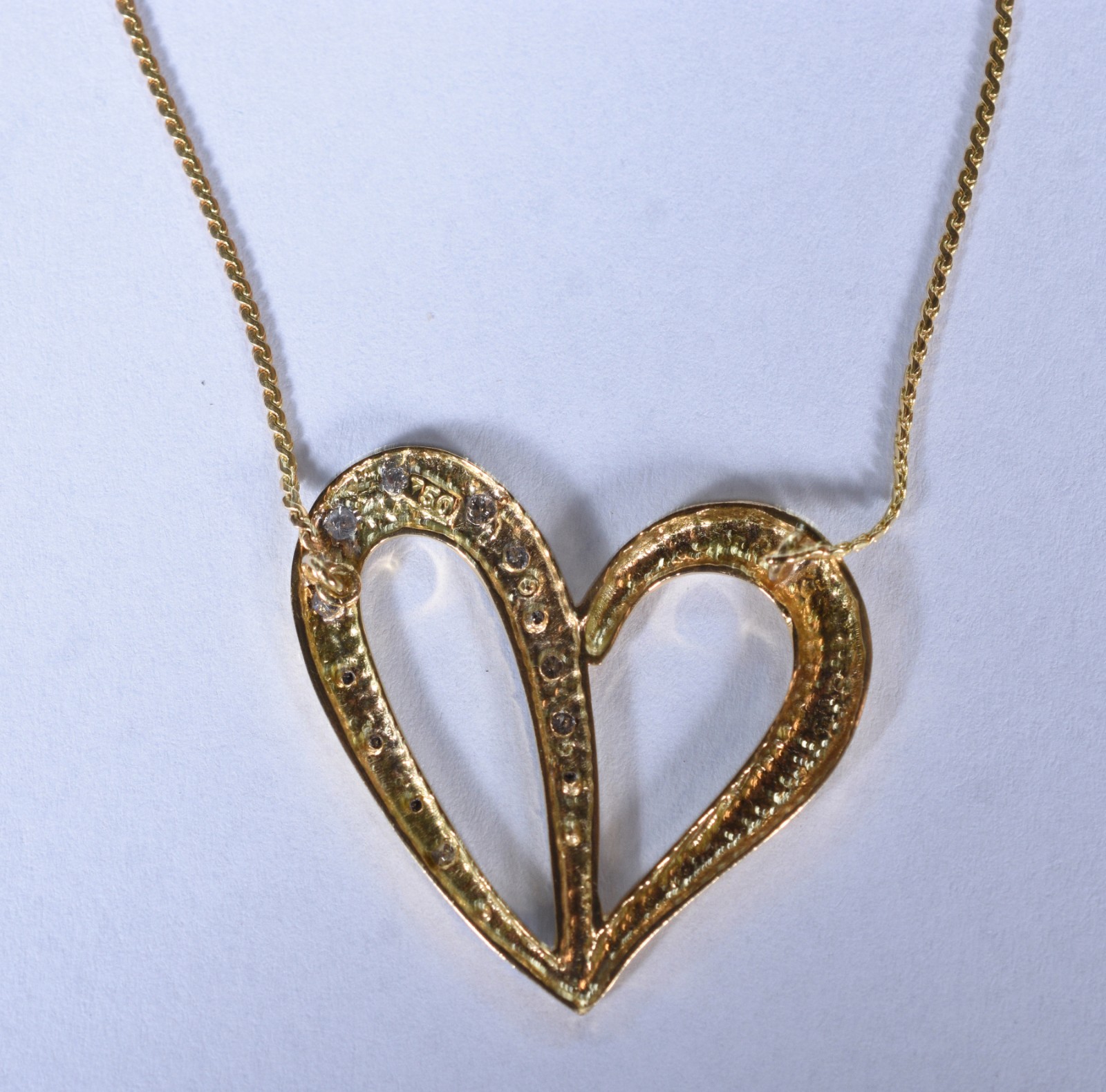 Colar e pingente de ouro 18 k, contraste 750 feitio coração em dois... - foto 6 de 7