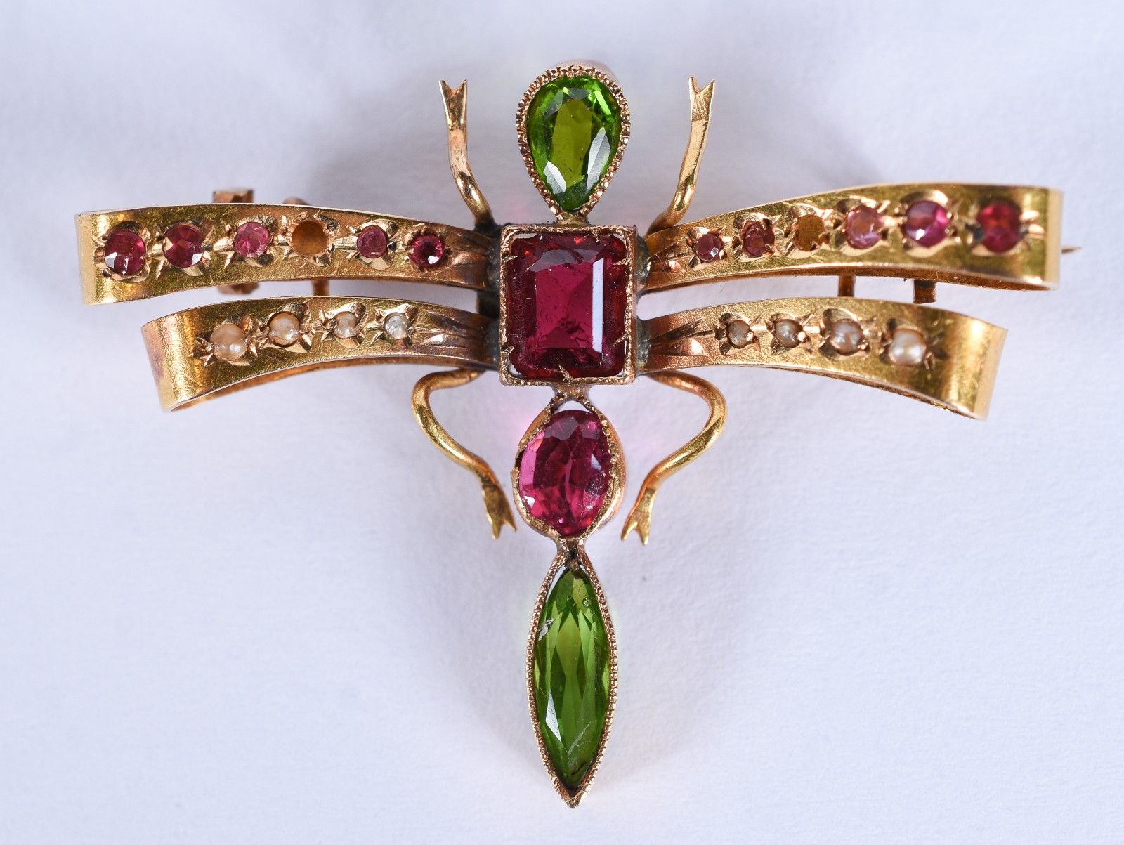 Broche de ouro 18 k na forma de libelula com pedras brasileiras (Por... - foto 2 de 6