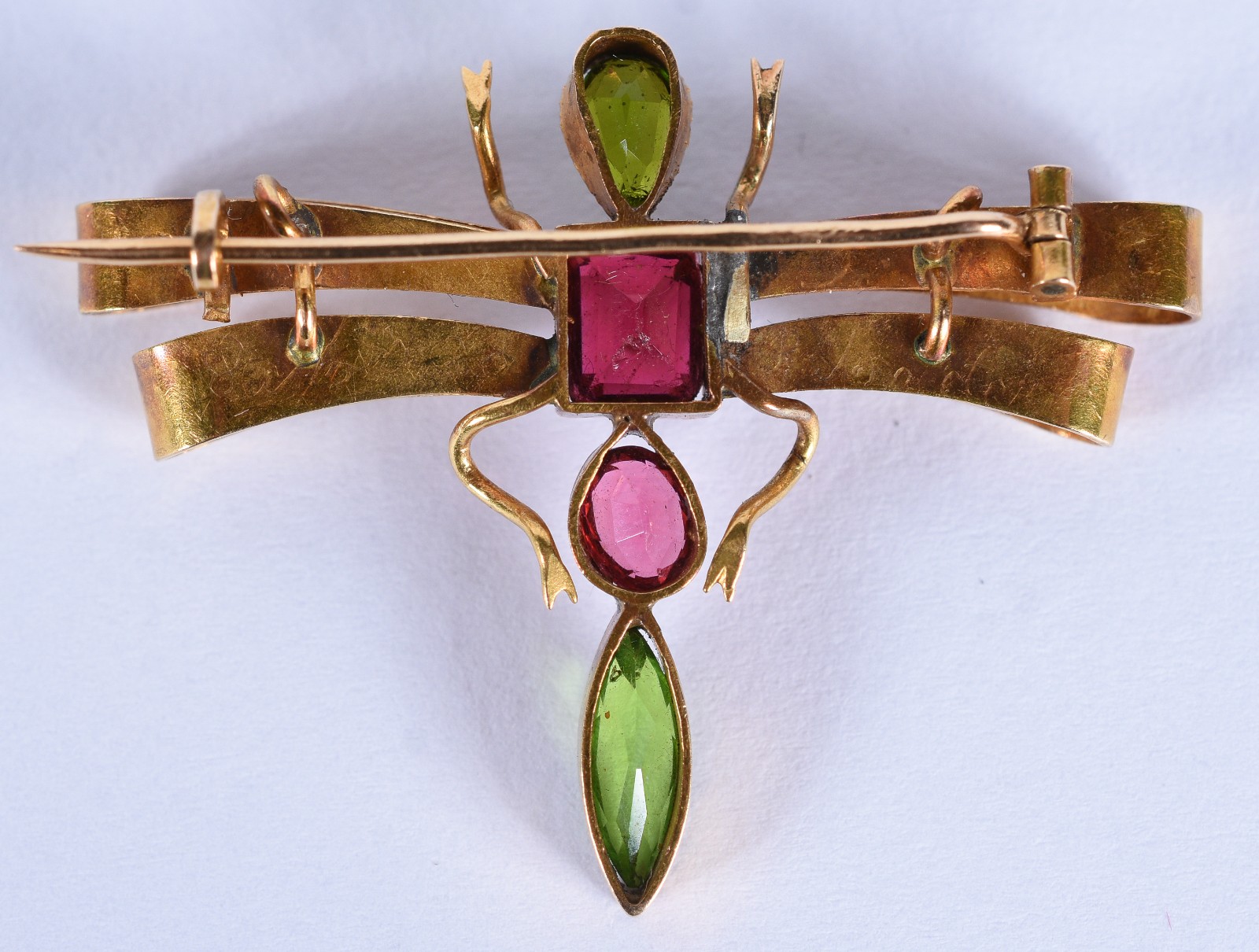 Broche de ouro 18 k na forma de libelula com pedras brasileiras (Por... - foto 5 de 6