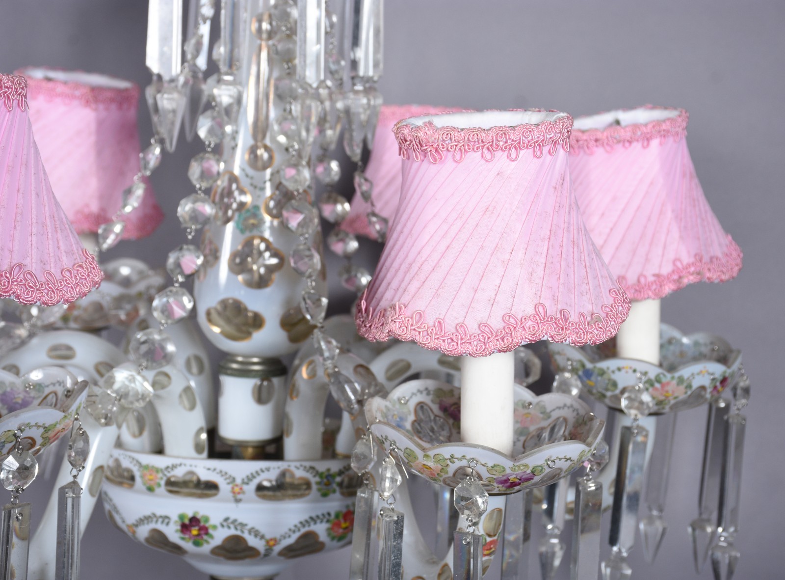 Lustre de cristal overlay para 6 luzes, pingentes lapidados. - foto 4 de 9