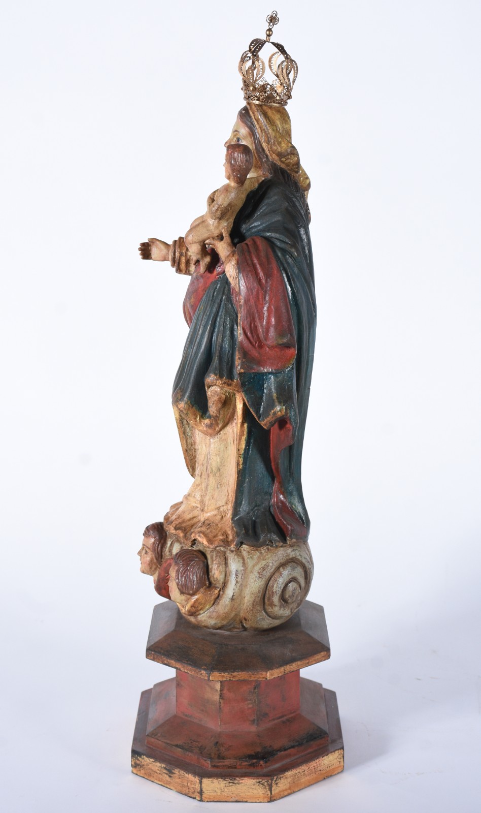 Imagem de madeira policromada representando Nossa Senhora com menino - foto 5 de 9