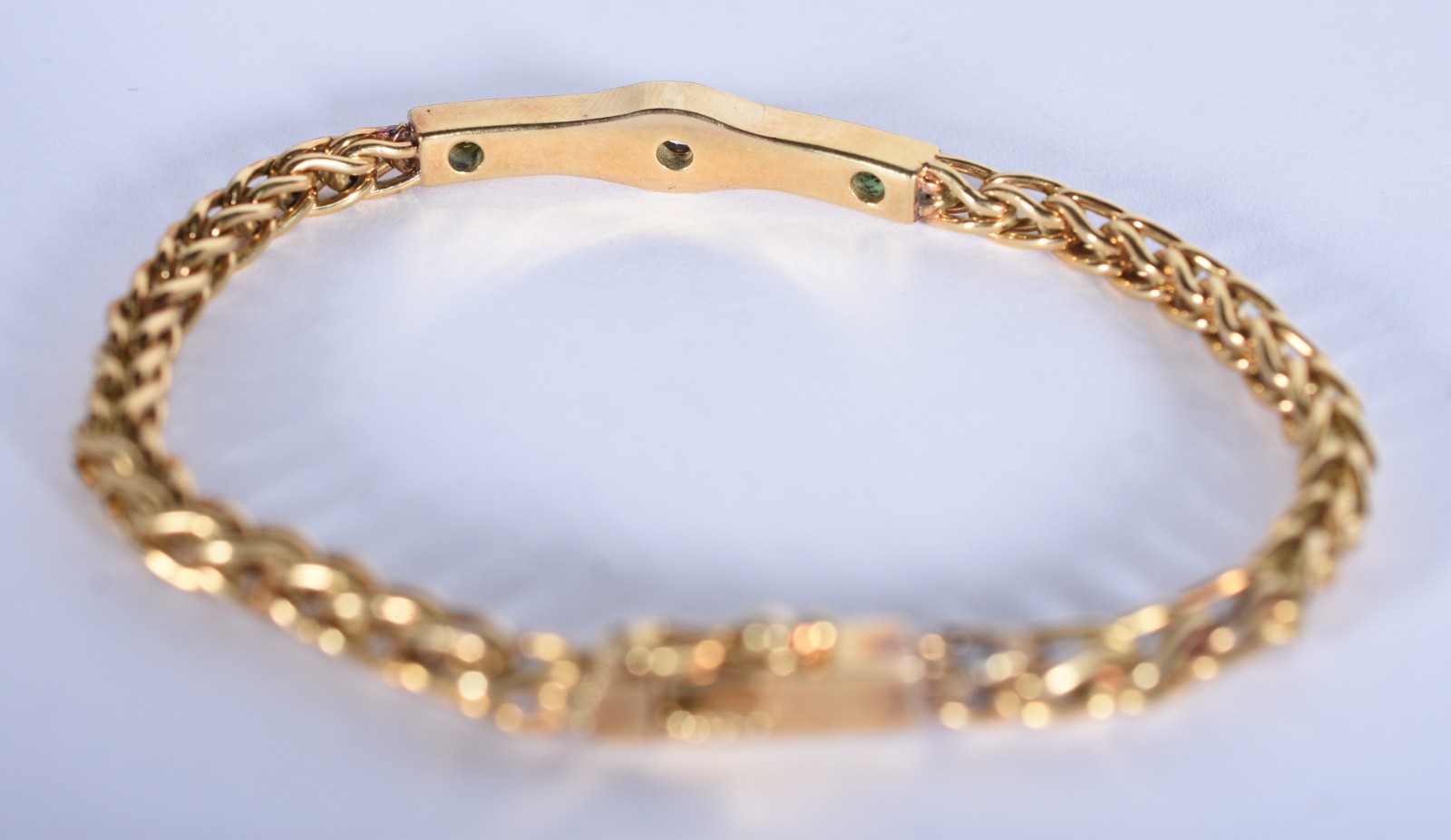 Pulseira em ouro 18 k com brilhantes e esmeraldas (Por motivos de... - foto 3 de 5