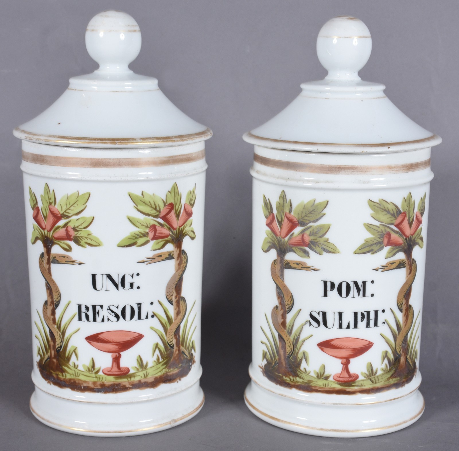 Par de potes de farmácia de porcelana francesa. - foto 1 de 4