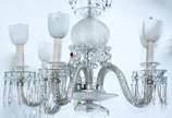Lustre de cristal para 6 luzes. Braço colado. - Lustre de cristal para 6 luzes. Braço colado.