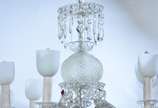 Lustre de cristal para 6 luzes. Braço colado. - Lustre de cristal para 6 luzes. Braço colado.