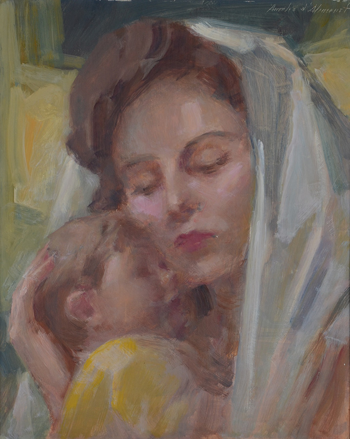 AURELIO D'ALINCOURT (1919 - 1990) - Maternidade - ose - 41 x 33 - foto 2 de 3